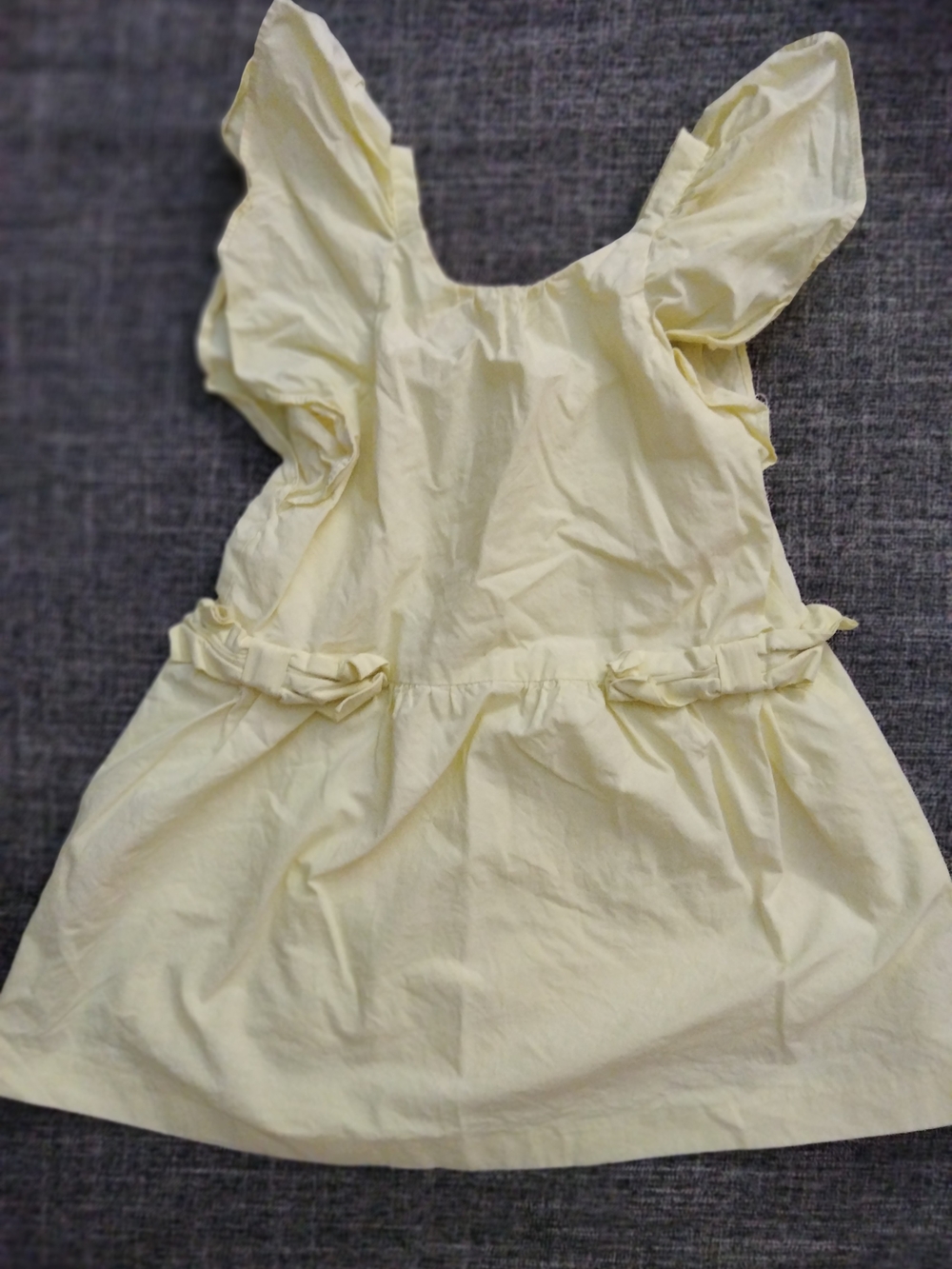 Zara Pale Yellow Ruffle-Sleeve Dress with Waist Bows